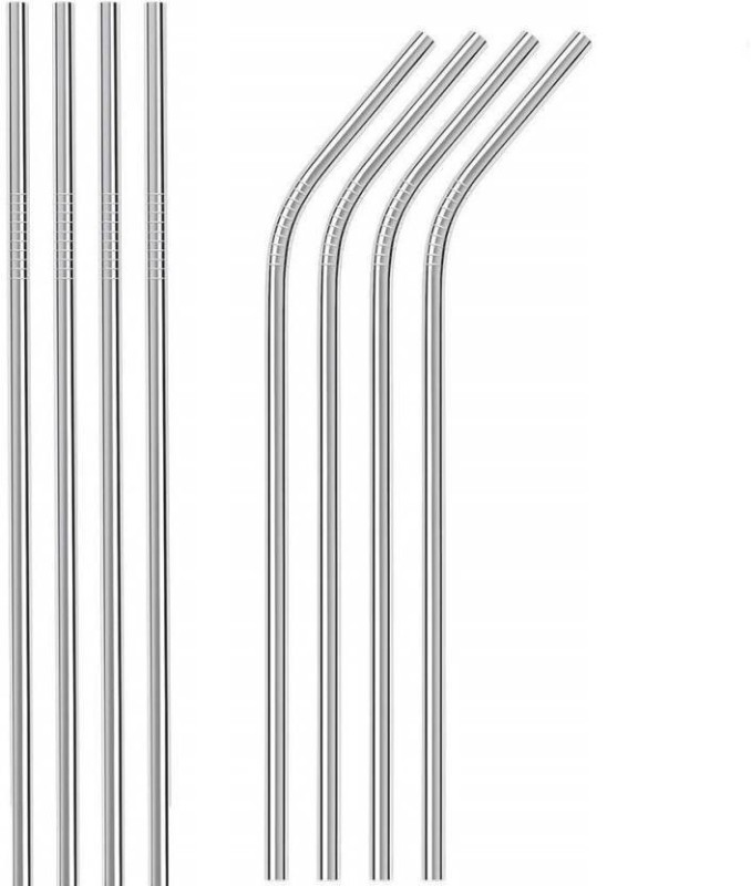 Soulable Straight Drinking Straw(Silver, Pack of 8)