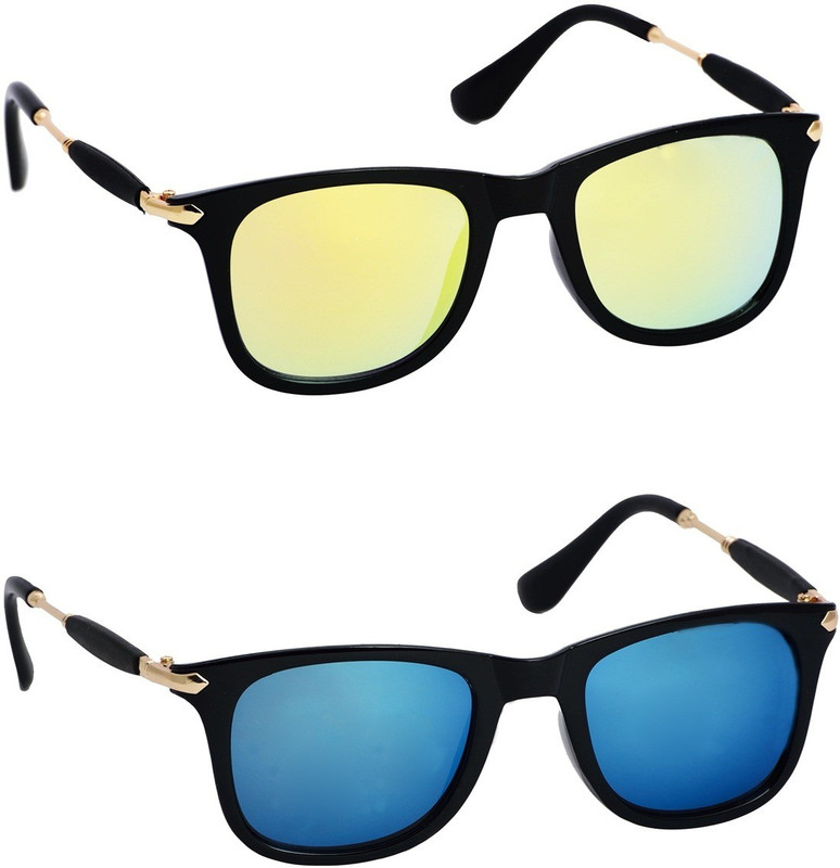 spexra Wayfarer Sunglasses(Yellow, Blue)