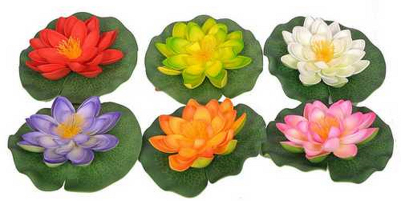 dannyboyzs Artificial Water Floating Lotus Multicolor Lotus Artificial Flower(4.5 inch, Pack of 6)