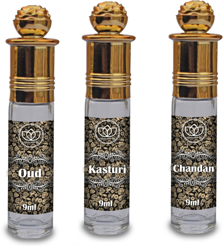 ASHTAAROMAS Set of 3 Combo Of Chandan, Kasturi and Oud Attar, free from Alcohol Floral Attar(Floral)