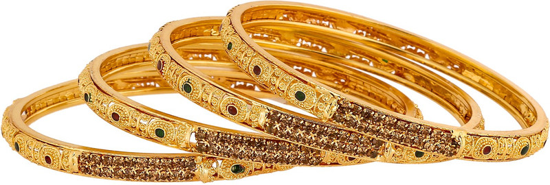 indian fashion jewellery Alloy Gold-plated Bangle Set(Pack of 4)