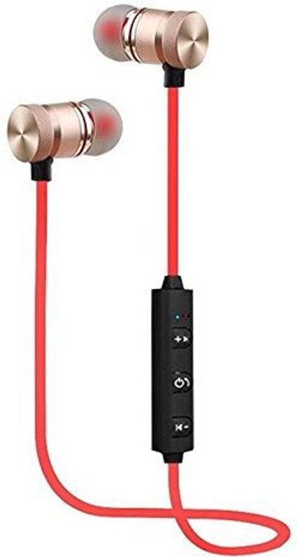 wish deals Magnetic Sport Wireless Earphone Bluetooth Headset with Mic(Red, In the Ear)