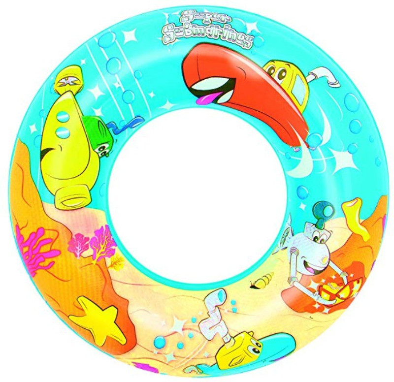 uoh estway Kids Designer Swim Ring, 22" Inch (56Cm) with Handles Striped Inflatable Pool Accessory(Multicolor)