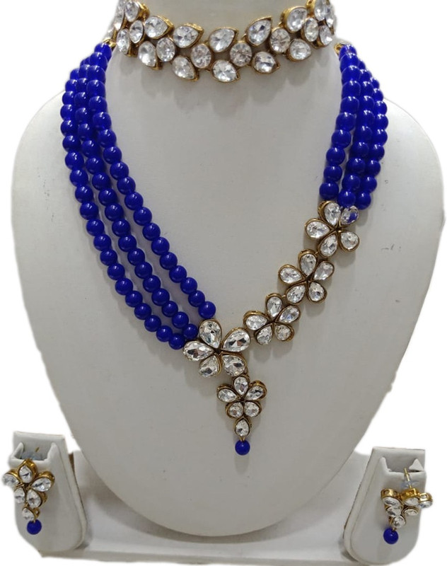abdur raheem jewellers Alloy Jewel Set(Blue)