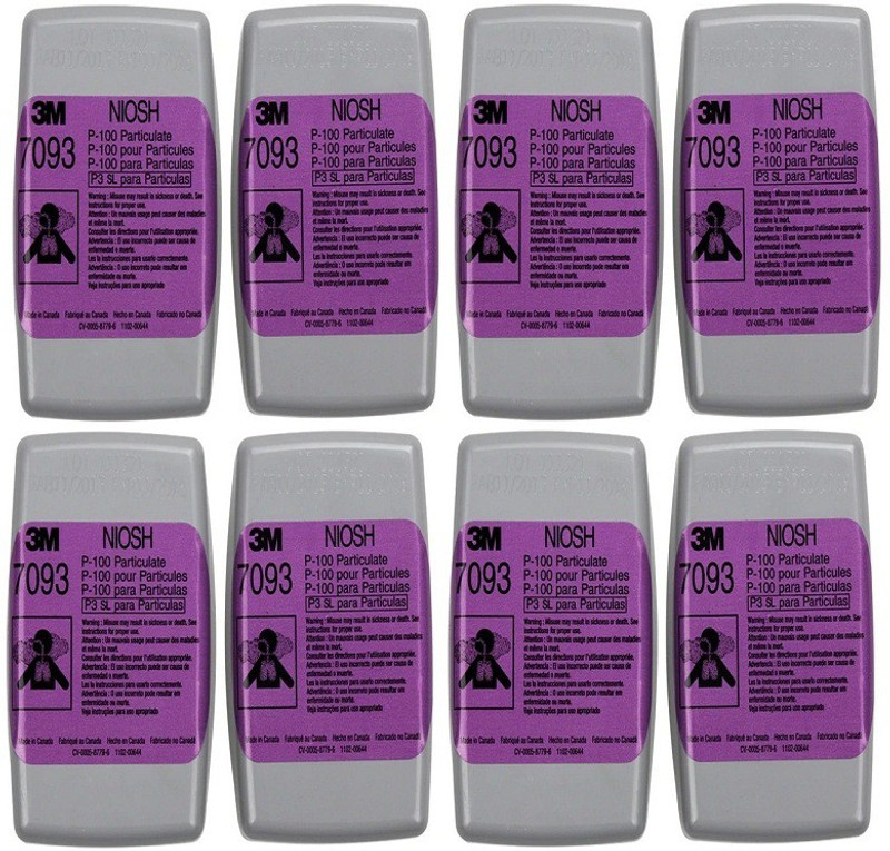 3M Pack of 8 P100_7093 Particulate Filter Mask and Respirator