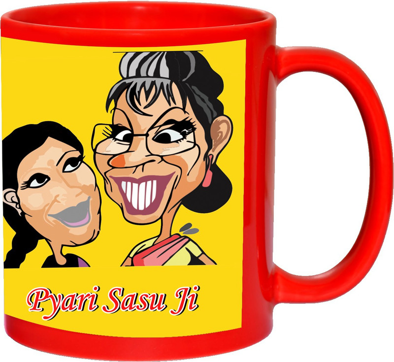 saddi gali pyari sasu ji printed Red coffee & Tea mug, for Mother's day, Birthday mug, photo coffee 350ml Ceramic Mug(350 ml)