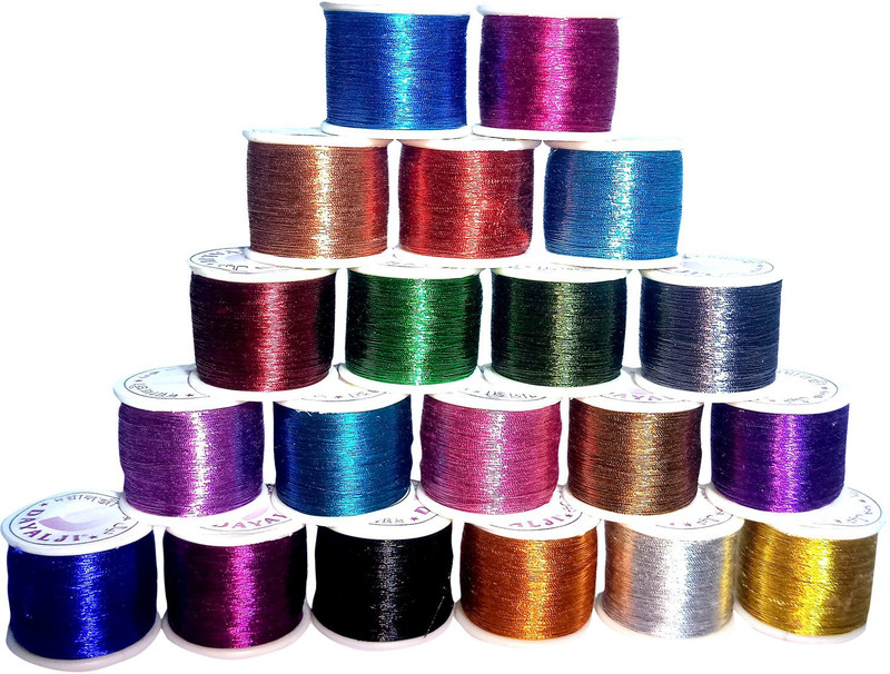 dayalji multi color Silk Threads Multi Color Combo Pack (20 reels) for Bangle Jewellery Designing work Thread(500 m Pack of20)