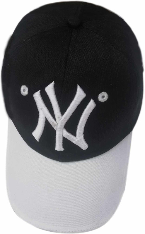 craft darbar Baseball Cap, NY Cotton Baseball Cap with Embroidery (Black and White) Cap