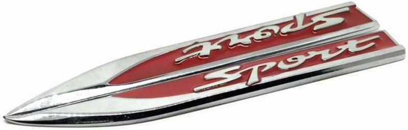 somapa 3D Chrome Plated Decals Sticker for Sides(Silver, Red)