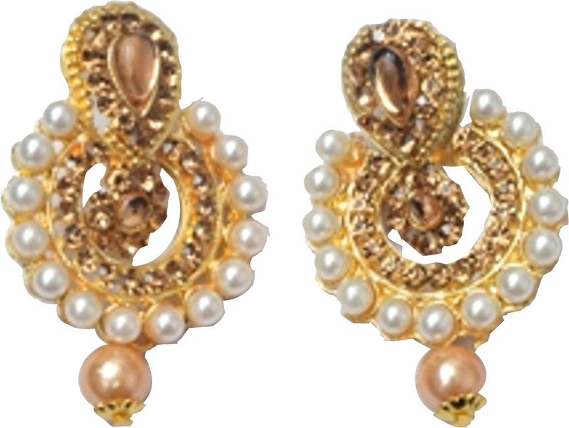 uv creation Fashion Oxidized Ethnic Golden Pearl Metal Drops & Danglers