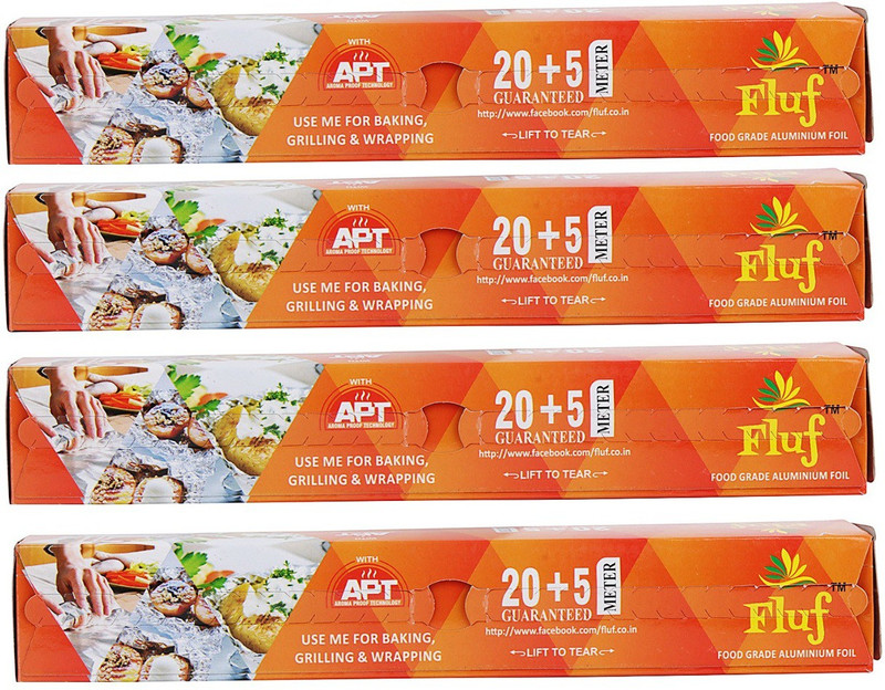 fluf FlFood Grade Aluminium Foil - 25 M -Pack of 4 Aluminium Foil(Pack of 4, 25 m)