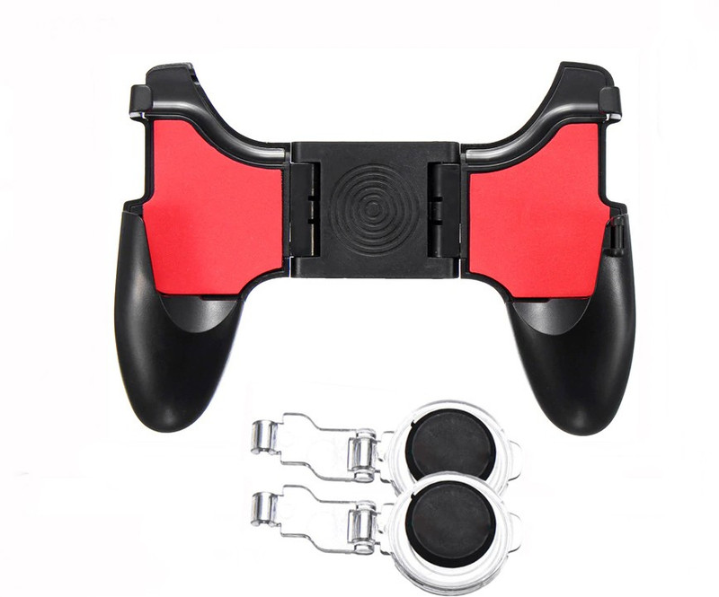 AMUSING High Quality All Pubg Mobile Game Controller Easy To install Gamepad Remote, Gaming Grip Remote Control Compatible with PUBG/Knives Out/Fortnite/Rules of Survival, Cell Phone Joystick Holder for iOS and Android Gaming Accessory Kit(Black, Red, For Android, iOS)