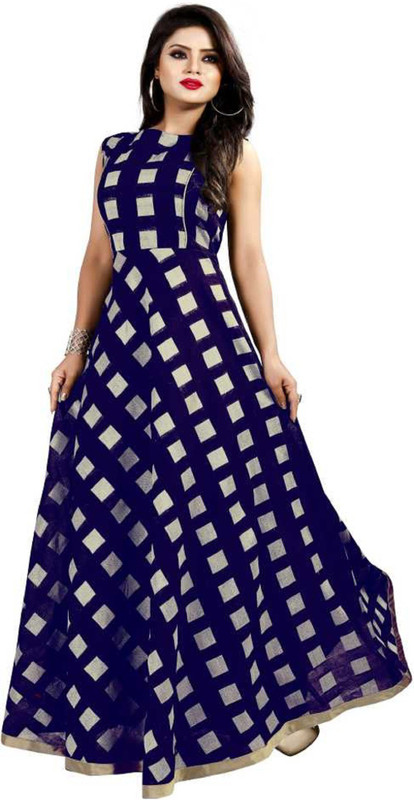 patel enterprise Anarkali Gown(Blue)
