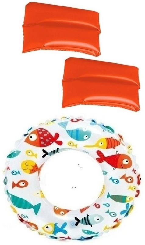 SPORTSHOLIC Multi color Swimming Ring And Arm Floater Combo For Kids 3 To 6 Years Inflatable Swimming Safety Tube(Multicolor)