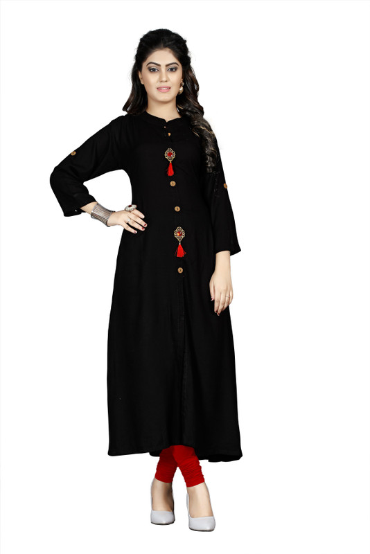aarna creation Casual Solid Women Kurti(Black)