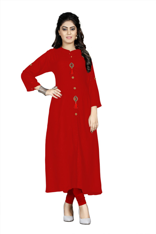 aarna creation Casual Solid Women Kurti(Red)