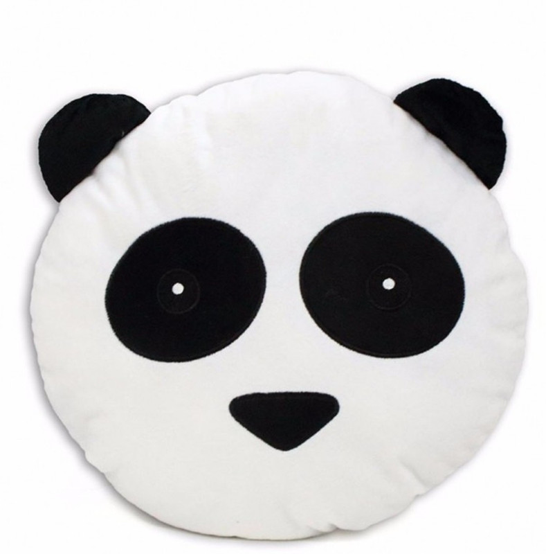flymoon panda emoji pillow Decorative Cushion Pack of 1(White)