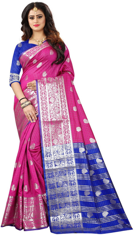 shoppershopee Woven Kanjivaram Pure Silk Saree(Pink)