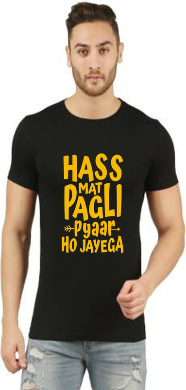 mystics Printed Men Round Neck Black T-Shirt