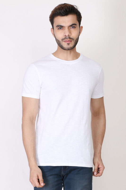 cosplay Solid Men Round Neck White T-Shirt