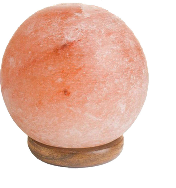 zahuu Himalayan Rock Salt Round Spherical Ball Globe Shape Lamp Table Lamp(13.5 cm, Peach)