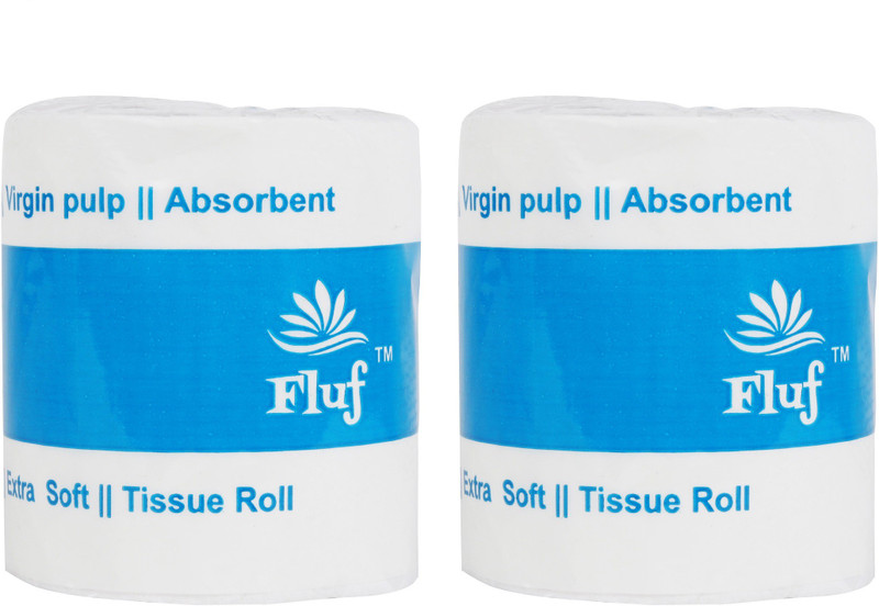 fluf Tissue Roll, 180 Pulls per Roll, 2 Ply, 2 Rolls Toilet Paper Roll(2 Ply, 180 Sheets)