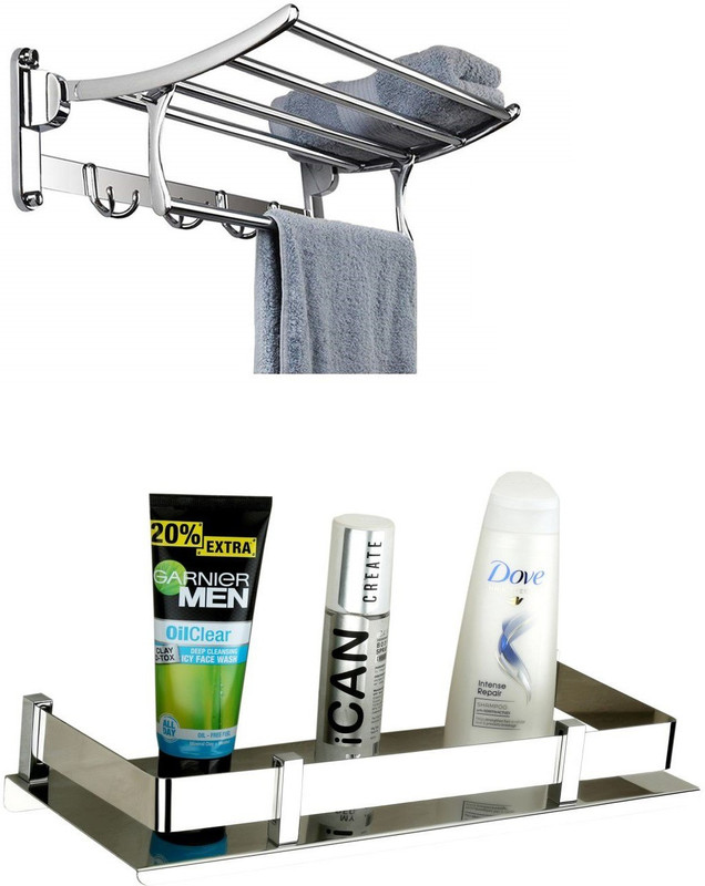 keepwell Stainless Steel 18 Inch Towel Rack & 12 Inch Perfume Rack Silver Towel Holder(Stainless Steel)