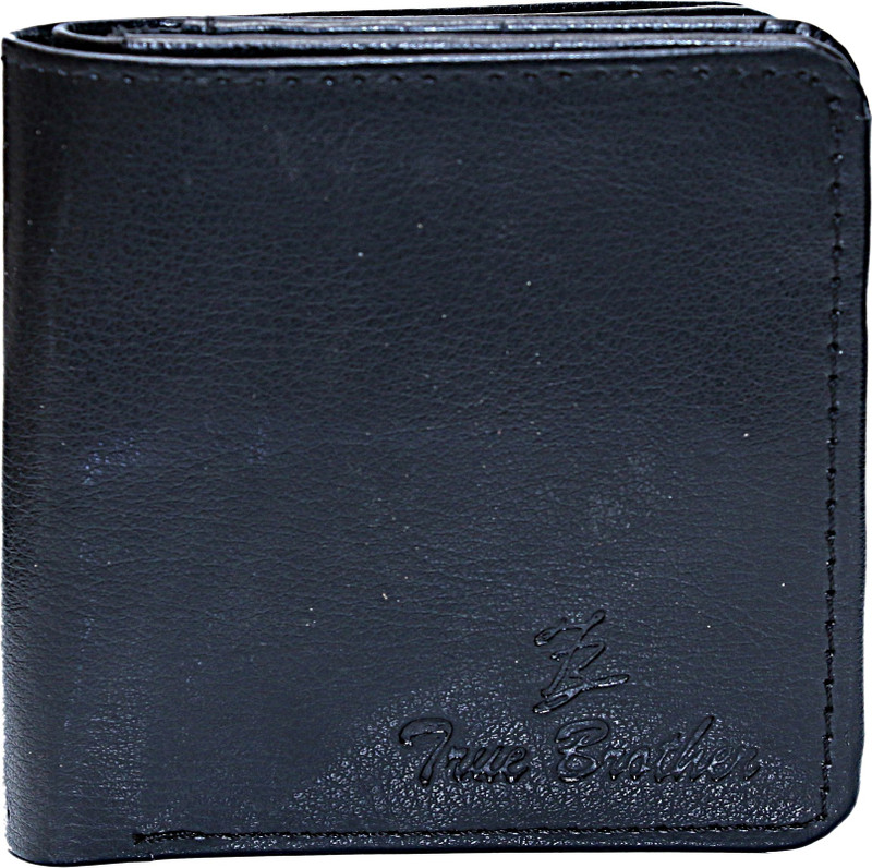 true brother Boys Black Genuine Leather Wallet(6 Card Slots)