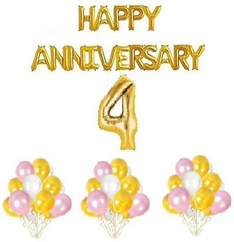 teple Printed Gold Foil Balloon Banner f 42 Balloons with Number 4Balloons Balloon(Gold, Pink, White, Pack of 59)
