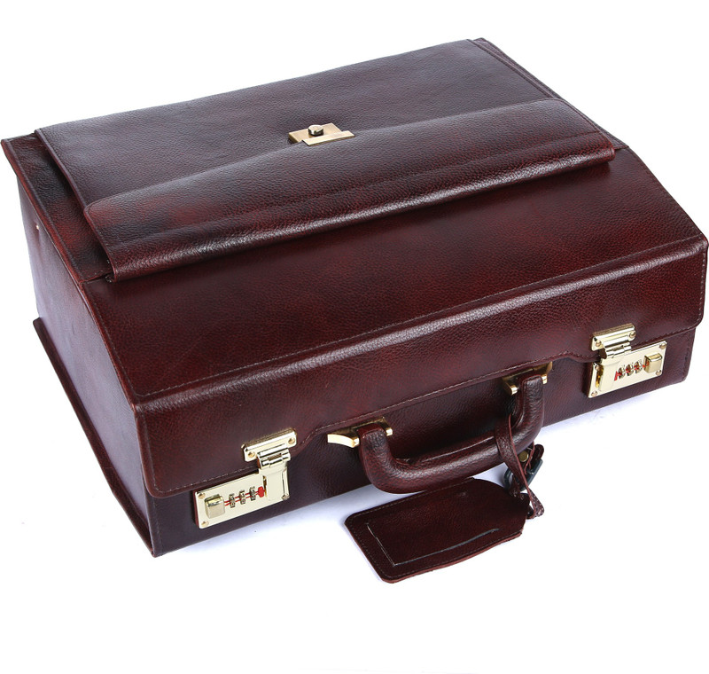 Hammonds Flycatcher Genuine Leather Attache Briefcase for Men Large Briefcase - For Men & Women(Brown)