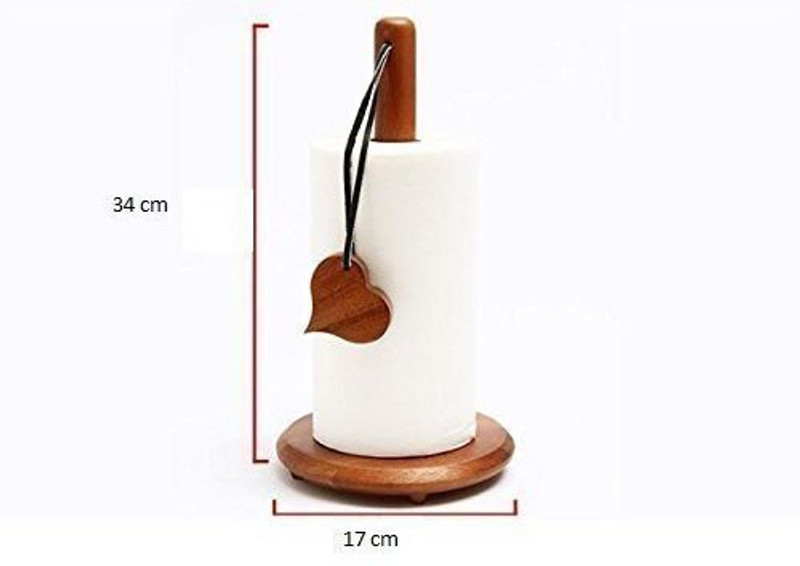 Ontiq Mundo Wooden Brown Kitchen Tissue Roll Holder and stand1 Paper Dispenser