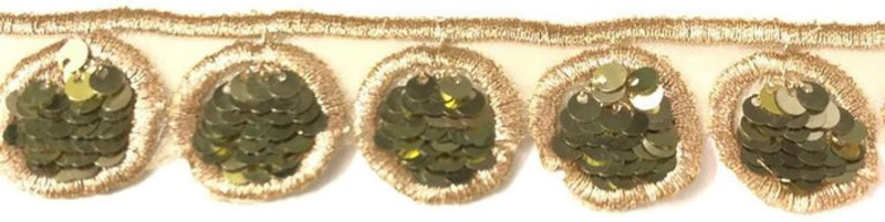 dasync Golden Sequins Lace and Border Material for Blouse, Cotton Blend Saree Falls(Gold)