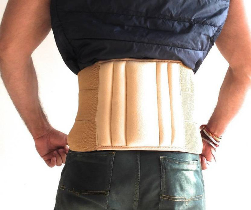 zedoff good health care skin unisex pain Belt Slip Disc Fracture Injuries Lumbar Support Back Support(Beige)