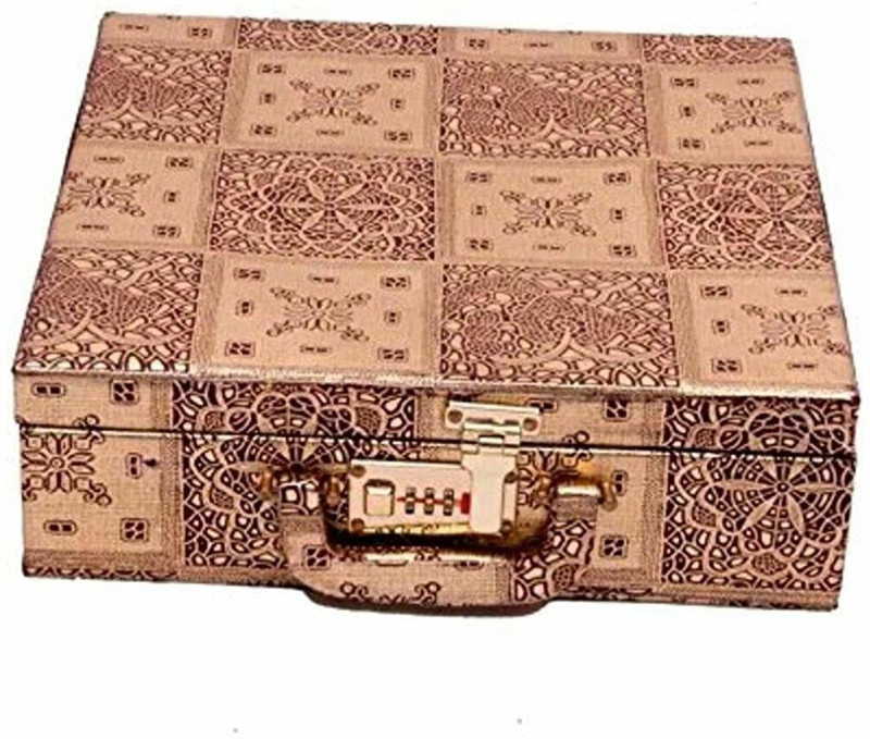 mp craft Style Golden Wood 4 Rods Bangle Box With Lock System Bengle Box ,Vanity Box Vanity Box(Golden)