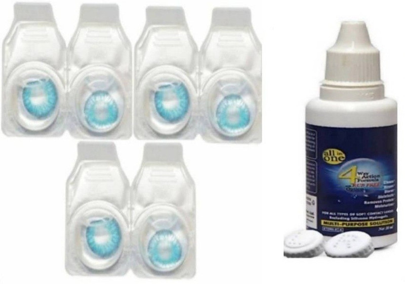 adwotiz Combo Eye Contact Lans , With Starter Kit (0, Blue Colored Contact Lenses) Monthly(0, Colored Contact Lenses, Pack of 3)