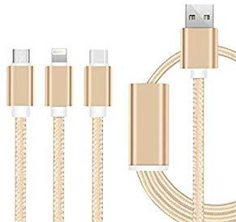yashi creation Fast Charging Android Data Charger Cable with Multiple Utility 1.5 m USB Type C Cable(Compatible with Android and Other Micro USB Supported Devices, Golden)