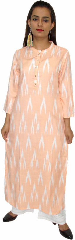 vinayak fashion Women Printed Straight Kurta(Orange)