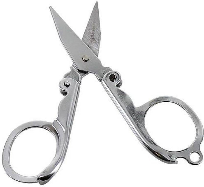 WHITE POPCORN Folding Travel Scissor Scissors(Set of 1, Silver)