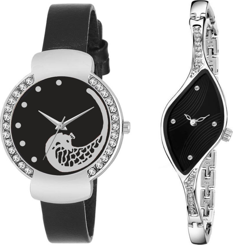 apson New Style Party~Wedding Designer Slim Dial Metal And Leather Strap Women And Girls KK~24 Analog Watch  - For Girls