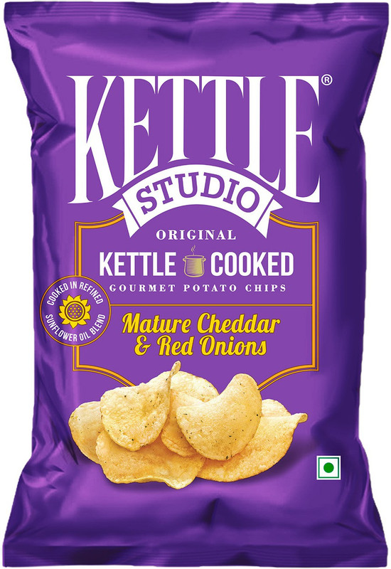 kettle studio Mature Cheddar & Red Onions (375 g, Pack of 3) Chips(3 x 125 g)