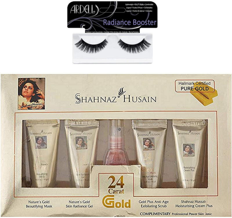 radiance booster Eyelashes, Shahnaz husain 24 carat gold facial kit(Set of 2)