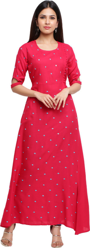 nebel Festive & Party Embroidered Women Kurti(Red)