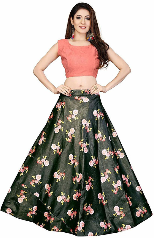 jal fashion Digital Print Semi Stitched Ghagra Choli(Green)