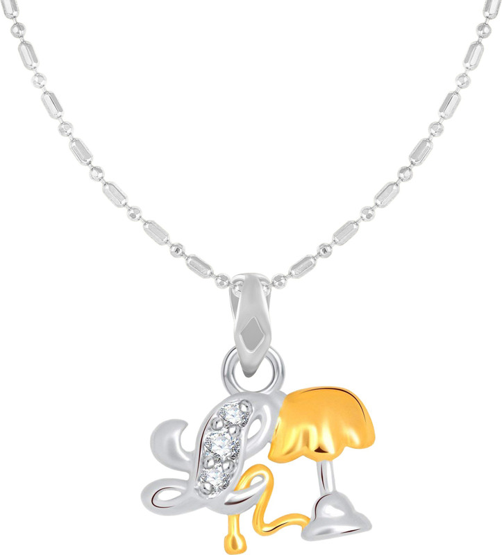 netra jewels Letter L For Lamp Rhodium Cubic Zirconia Alloy Pendant
