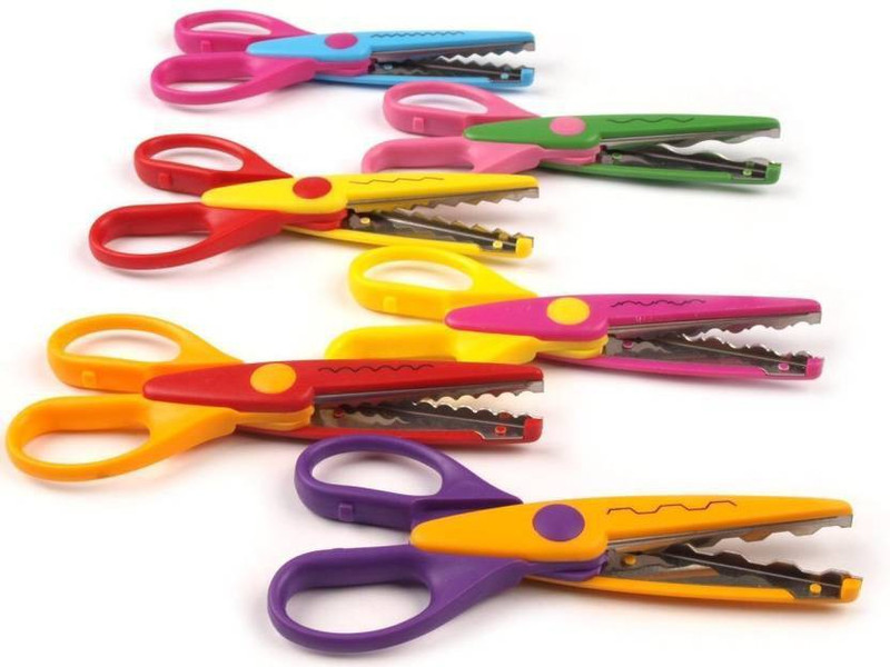 WHITE POPCORN ZIG ZAG SET OF 6 SCISSORS Scissors(Set of 6, Multicolor)