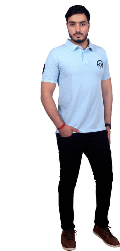 aolopy 9 Solid Men Polo Neck Light Blue T-Shirt