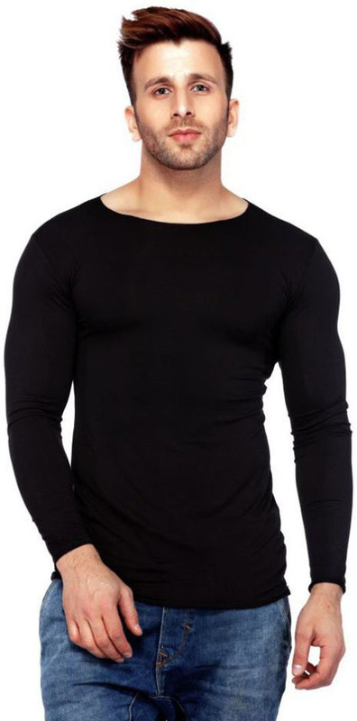 vogue tantra Solid Men Round Neck Black T-Shirt