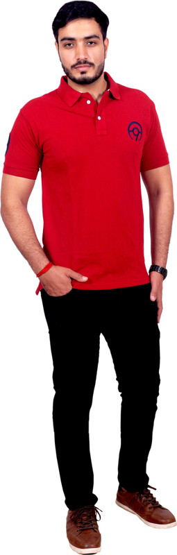 aolopy 9 Solid Men Polo Neck Maroon T-Shirt