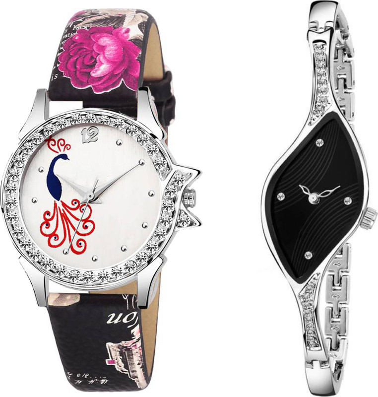 leaperd New Style Party~Wedding Designer Slim Dial Metal And Leather Strap Women And Girls KK~18 Analog Watch  - For Women