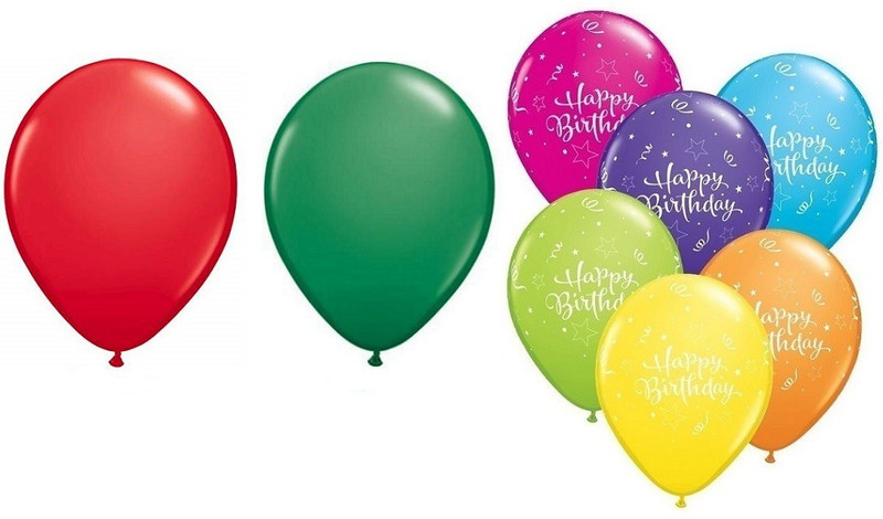 easypartystore Solid Red & Green Balloons for Kids Birthday Decoration, Happy Birthday Printed Balloon(Red, Green, Pack of 46)